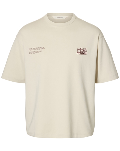 Selected - SLMTaj Heavy Graphic SS O-Neck T-Shirt - Silver Birch